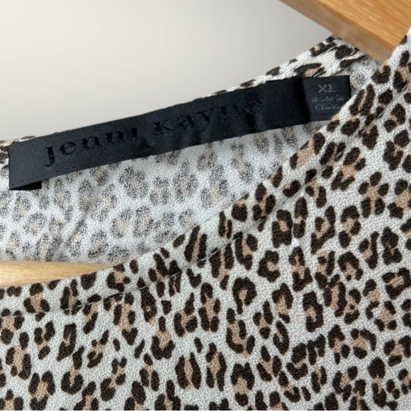 Jenni Kayne Leopard T Shirt Dress | XL Plus | Brown Mini Short Sleeve Crew Neck - Picture 7 of 11